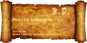 Matity Domonkos névjegykártya